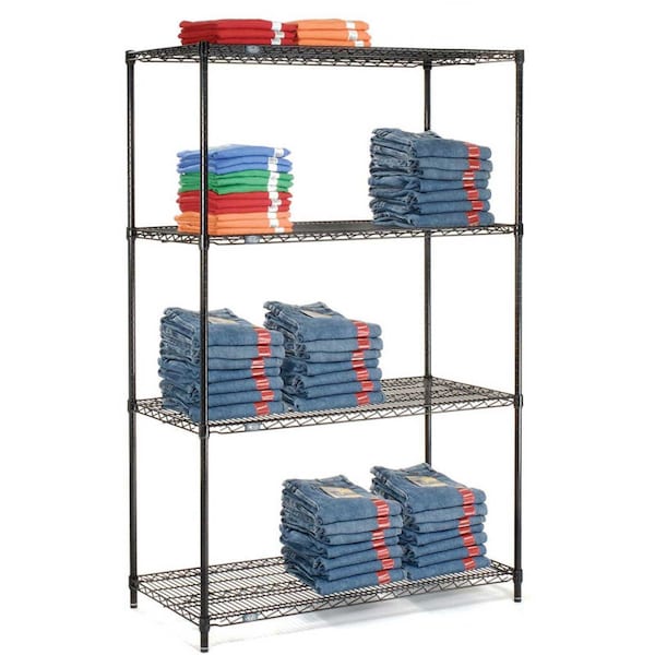 Nexel 5 Tier Black Epoxy Wire Shelving Starter Unit, 36W x 21D x 63H 21366B5 - main